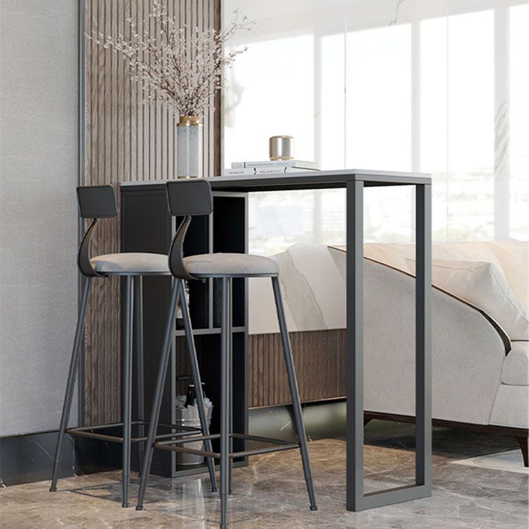 Industrial Style Bar Table Set 1/2/3 Pieces Stone Rectangle Fixed Bistro Set