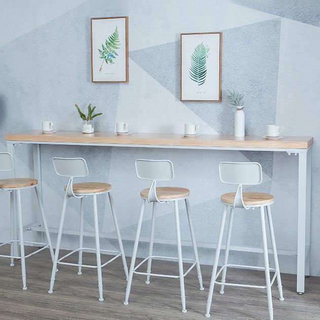 Glam Style Rectangle Bar Table Solid Wood Fixed Bar Dining Table for Indoor