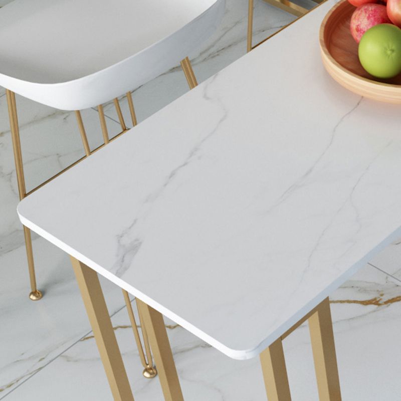 Contemporary Gold and White Counter Wine Table Marble Fixed Table Indoor Patio Bar Table