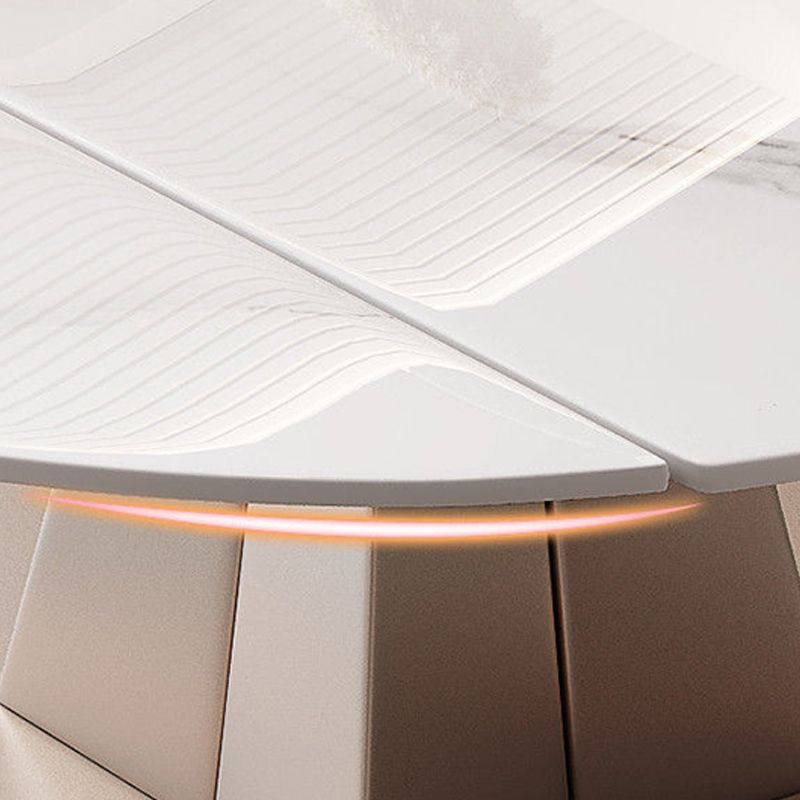 Extendable Stone Dining Table Steel Base Contemporary Dinner Table for Home