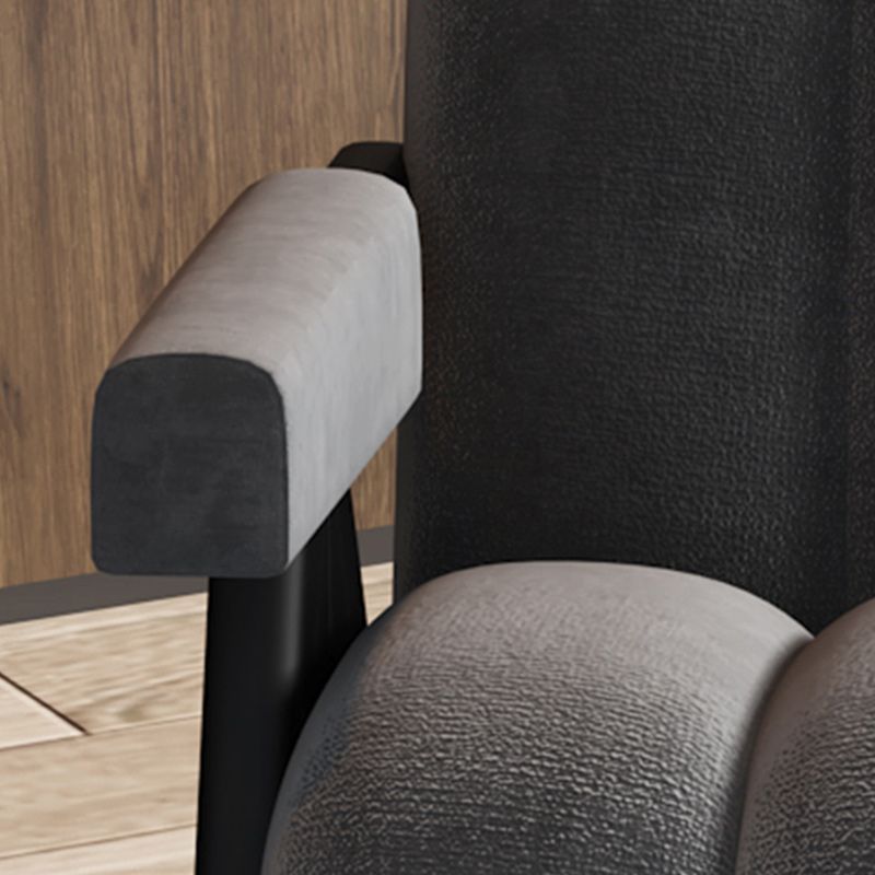 Mid-Modern Century Wood Lounge Chair Sewn Pillow Back Sled Arm Chair in Gray