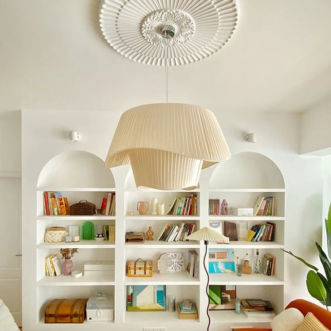 Shaded Ceiling Hung Fixture Minimalist Fabric Dinning Room Pendant Lighting Fixture