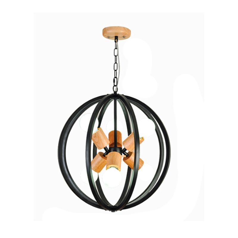 Globe Kronleuchter anheizt helles nordisches Holz LED schwarz/weiß hängende Anhängerlampe für Schlafzimmer