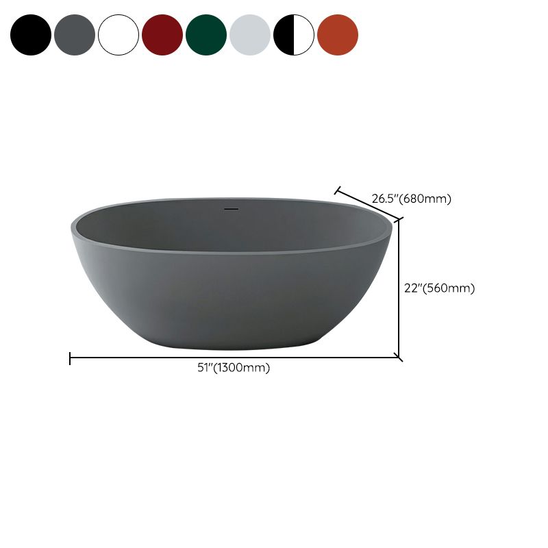 Modern Soaking Freestanding Bath Tub Stone Oval Bathtub with Overflow Trim