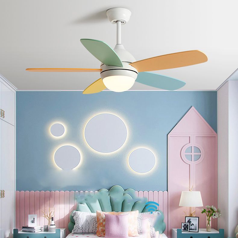 Dome Shape Metal Ceiling Fan Lighting Kids Style 1 Light Ceiling Fan Light