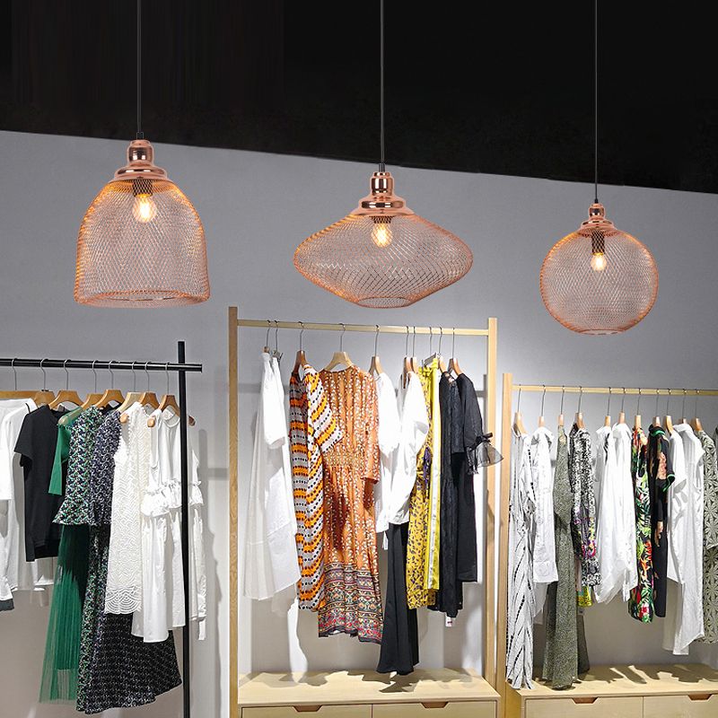 1 Lampenkugel/Kuppel Käfig Anhänger Lampe Industrie Roségold Finish Metall Down Lighting für Esszimmer