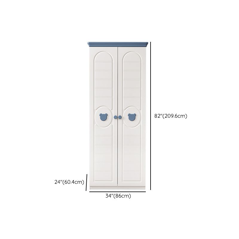 White Wood with Garment Rod Shelved Door Manufactured Wood Armoire Closet