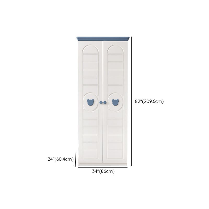 White Wood with Garment Rod Shelved Door Manufactured Wood Armoire Closet