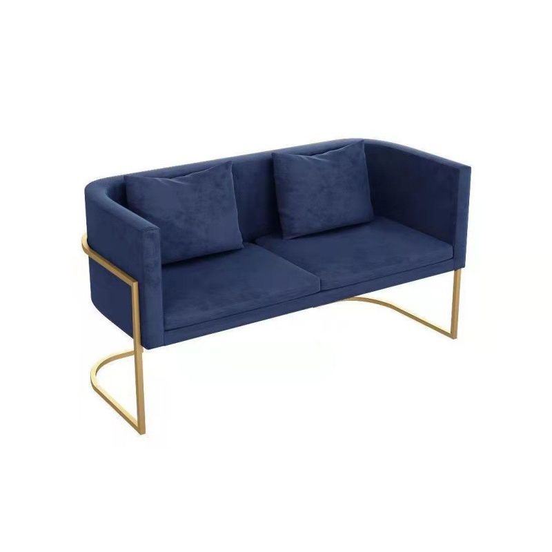 Velvet  Gold Modern Sofa Tuxedo Arm Loveseat Contemporary Style