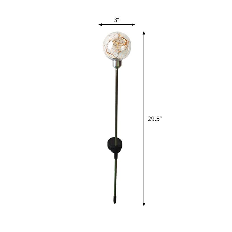1 Pc Sphere Shade LED Lawn Lighting Artistic Plastic Courtyard Solar Stake Light in Gold