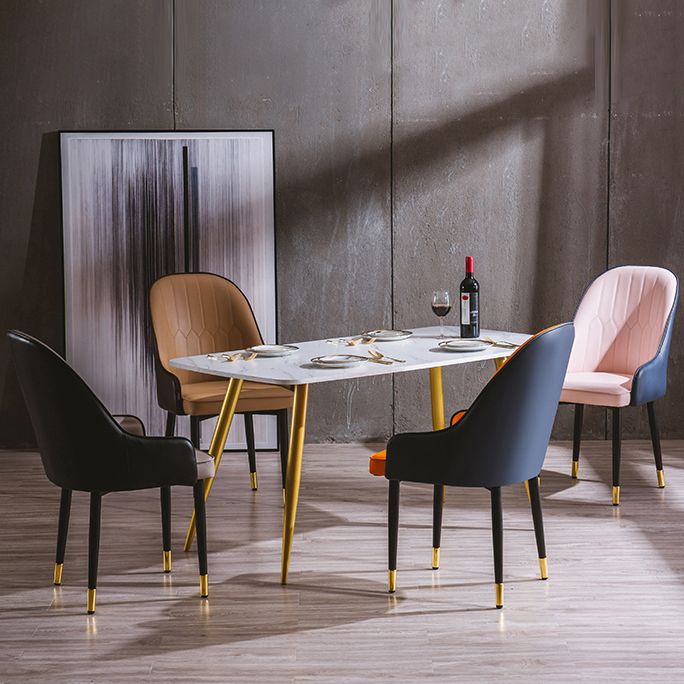Sillas de comedor de metal estilo Glam, acabado mate, silla lateral con brazo para cocina