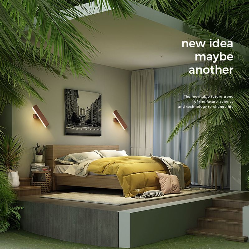 Modern Simple Iron Wall Light Rectangle Shape LED Rotatable Wall Lamp for Bedroom