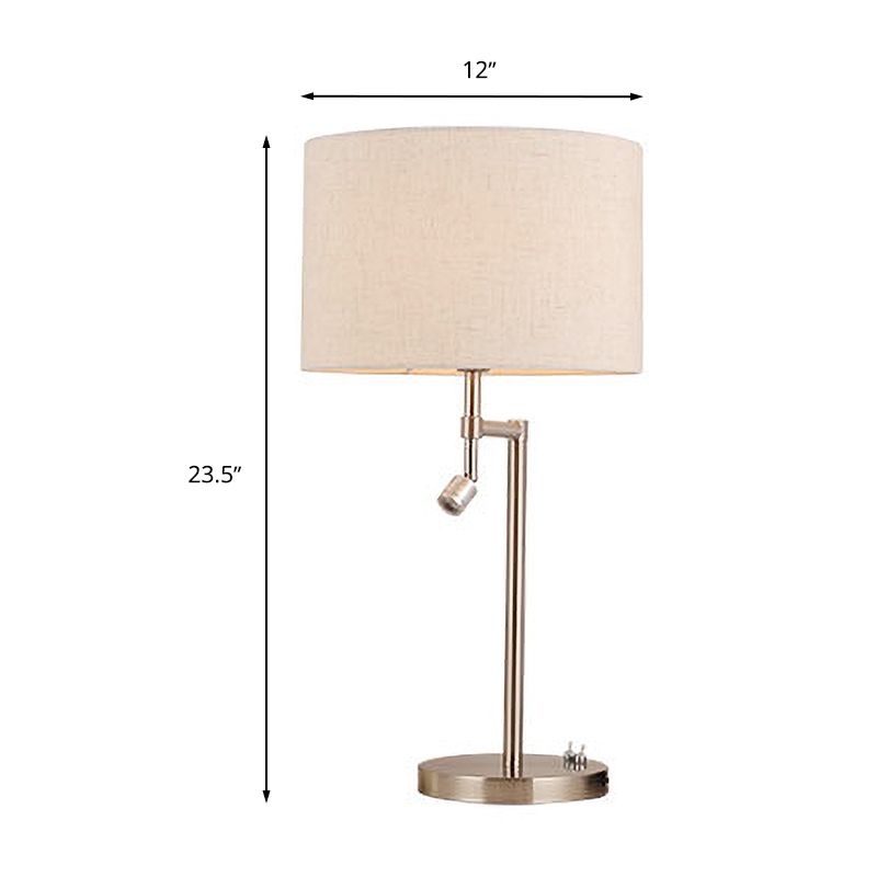 Étude de tambour traditionnel Lumière 1 éclairage d'éclairage en tissu léger dans le nickel pour la chambre avec base