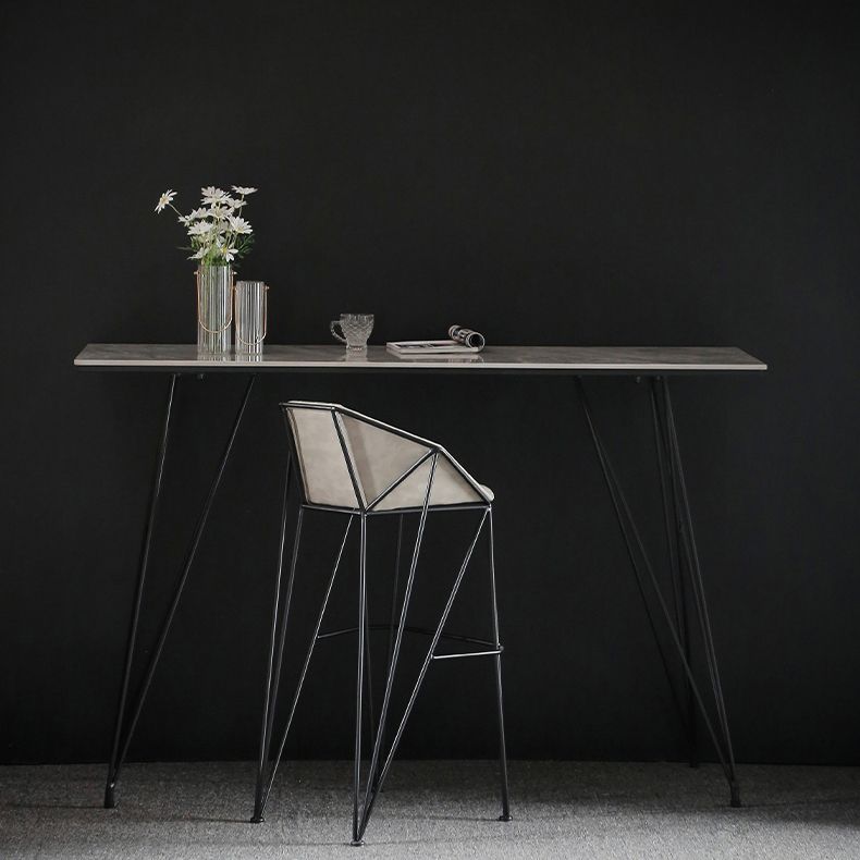 Modern Bar Table Set 1/2/3 Pieces Rectangle Stone Counter Table with High Stools