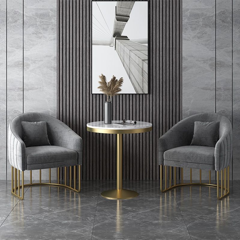 Velvet Barrel Accent Chair 27.55" Wide Arms  Included Chair with Golden Legs