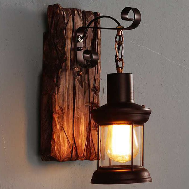 Loft Industrial Style Wall Mounted Light Wooden Wall Lighting Ideas for Corridor Restaurant