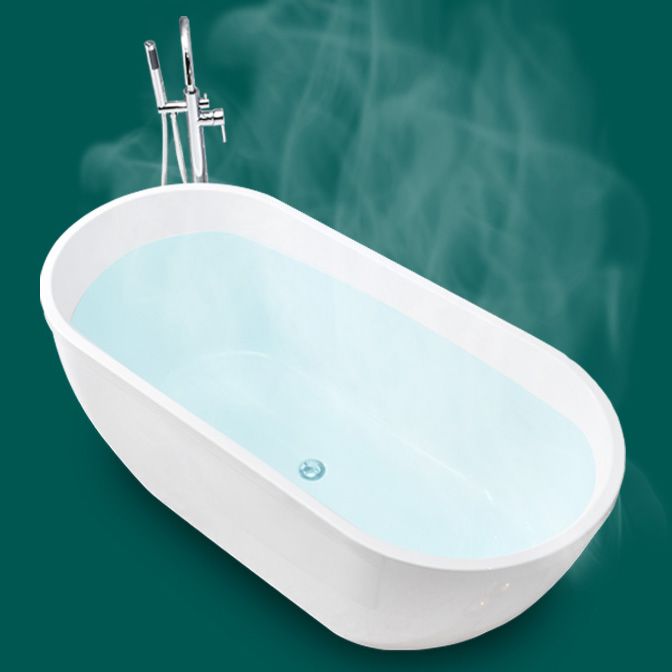 Stand Alone Oval Bath Acrylic Soaking White Modern Center Bathtub