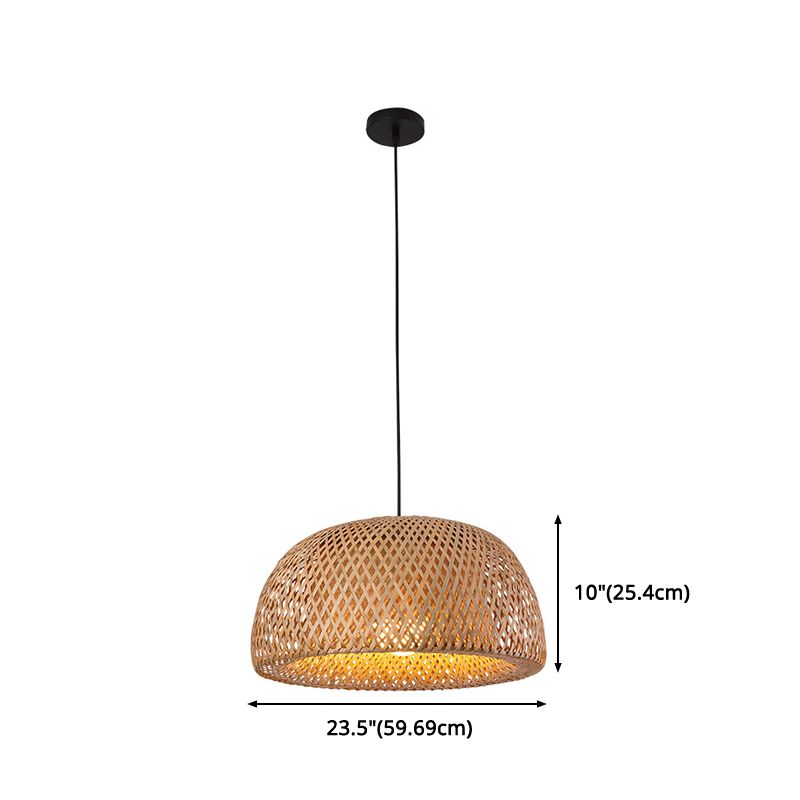 1 leichte halbkugelförmige Deckenleuchte chinesischer chinesischer Rattan Hängende Anhängerleuchten für das Restaurant