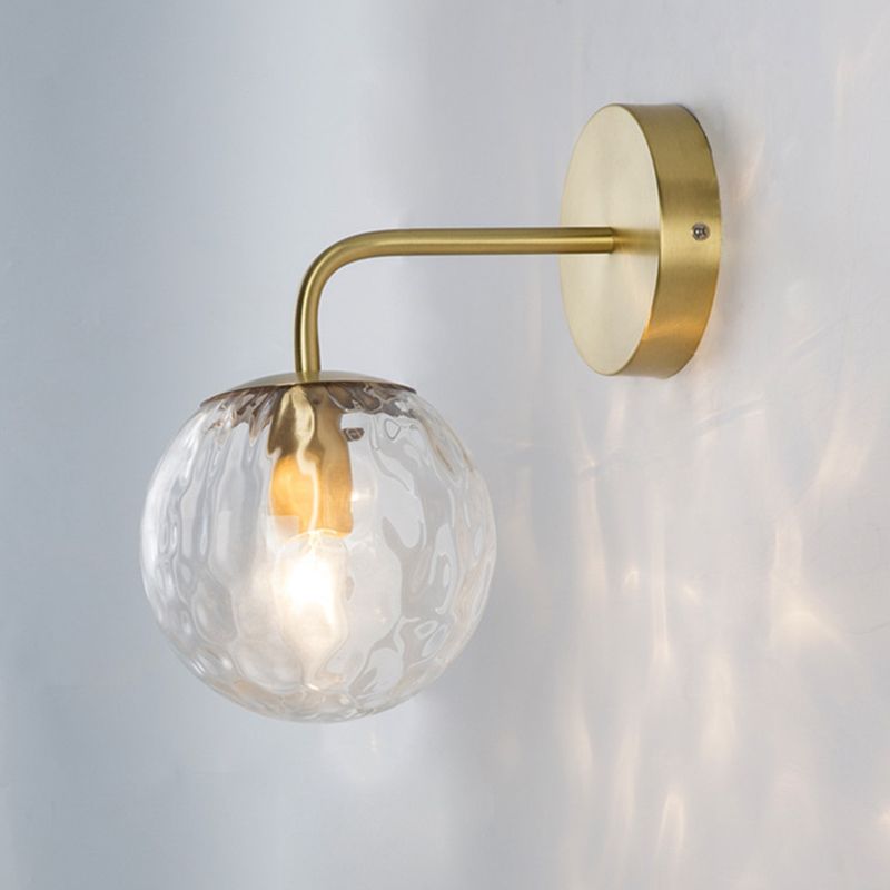 Modern Globe Glass Sconce Light Single Light Metal Wall Lamp in Gold for Dining Room