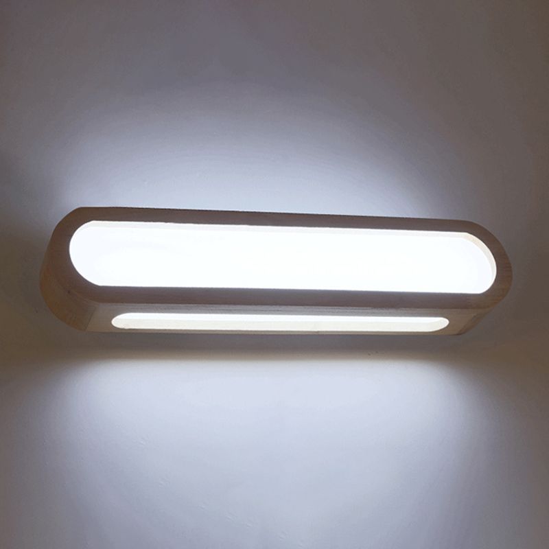 Linear ovale en bois rincier mural simplicité en acrylique LED Vanité murale pour chambre à coucher