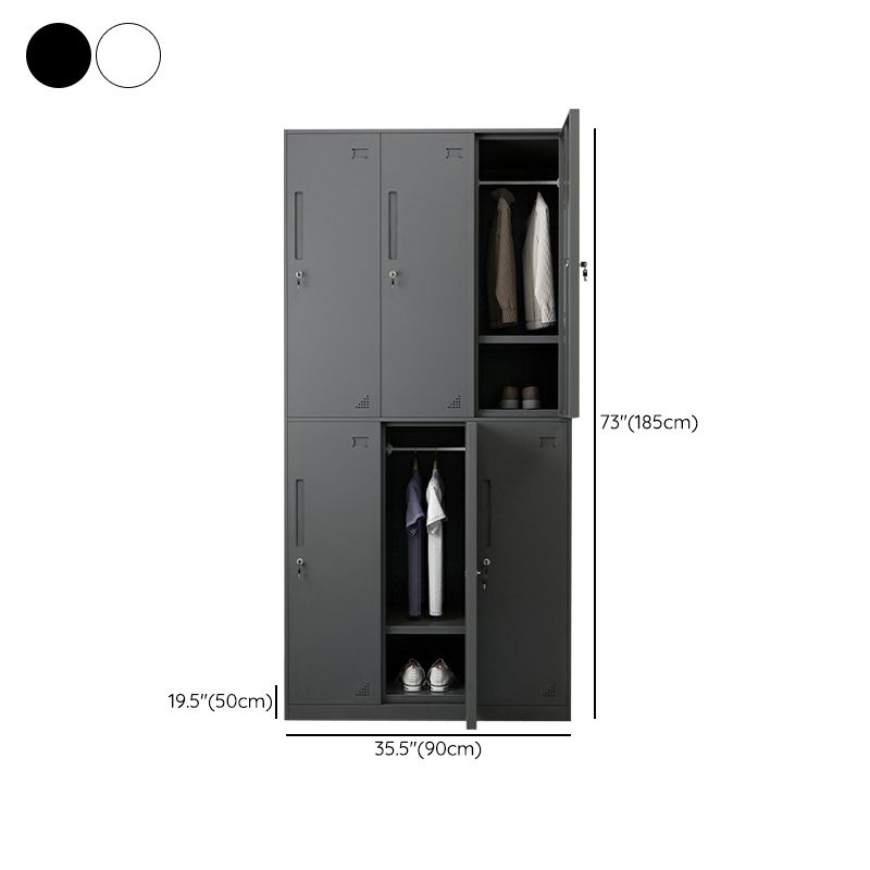 Hinged Wardrobe Cabinet with Lock Industrial Steel Wardrobe Armoire