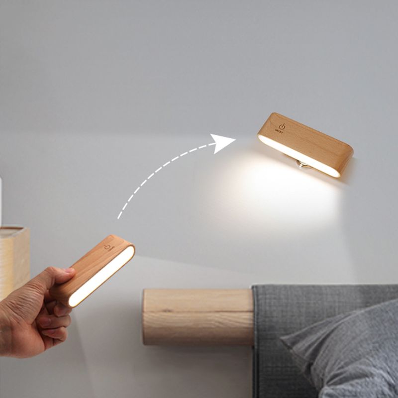 Simplicidad nórdica Luces de madera de madera Rectatable Rectangular Creative LED Lámpara de pared para dormitorio