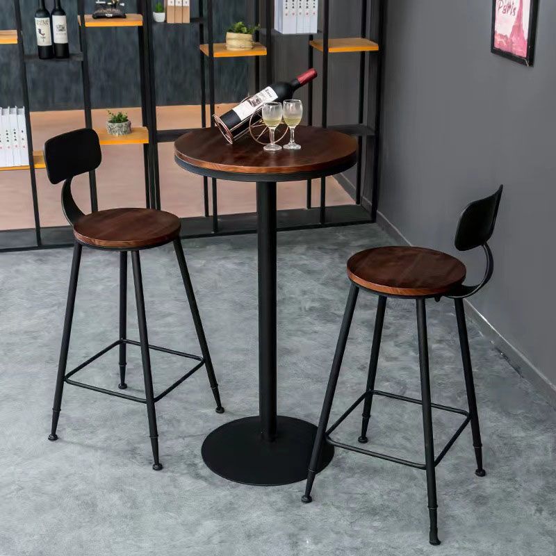 Industrial 1/2/3 Pieces Solid Wood Bar Table Set Round Counter Set