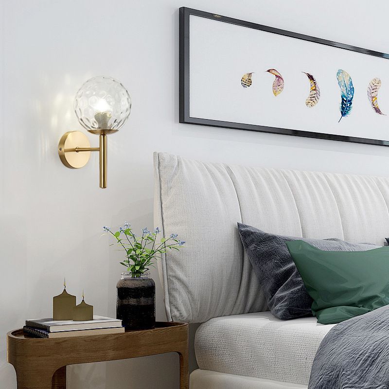 Modern Style Ball Wall Light Glass 1 Light Sconces in Gold for Bedroom