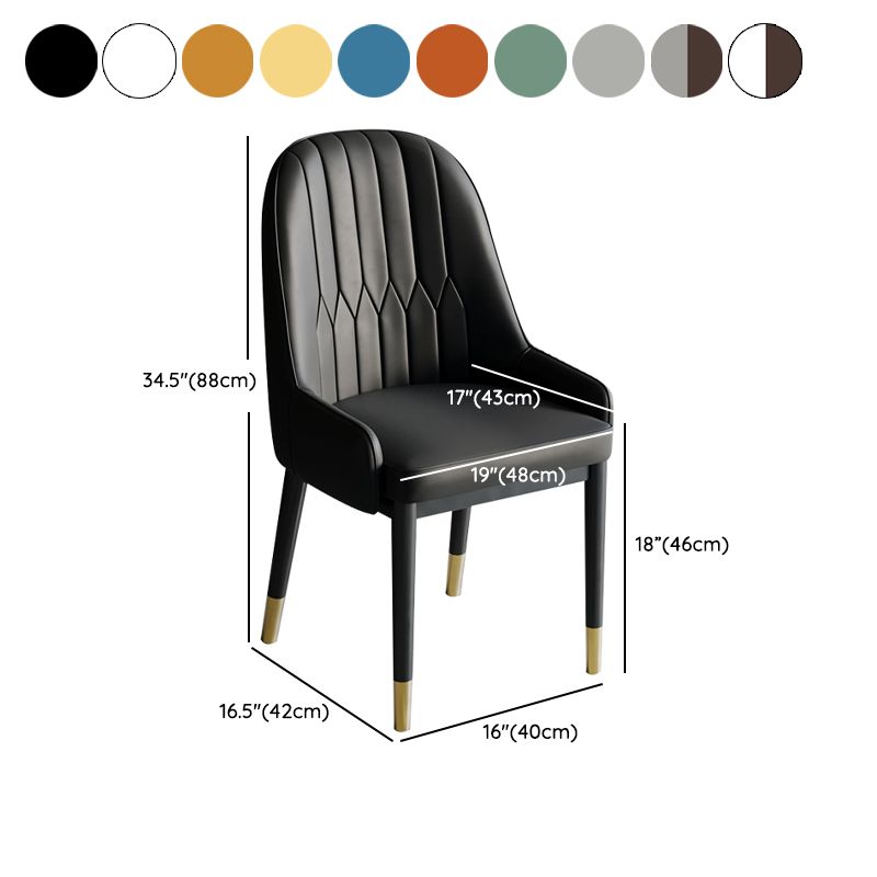 Glam Style Dining Chair Leather Parsons Side Chair for Living Room