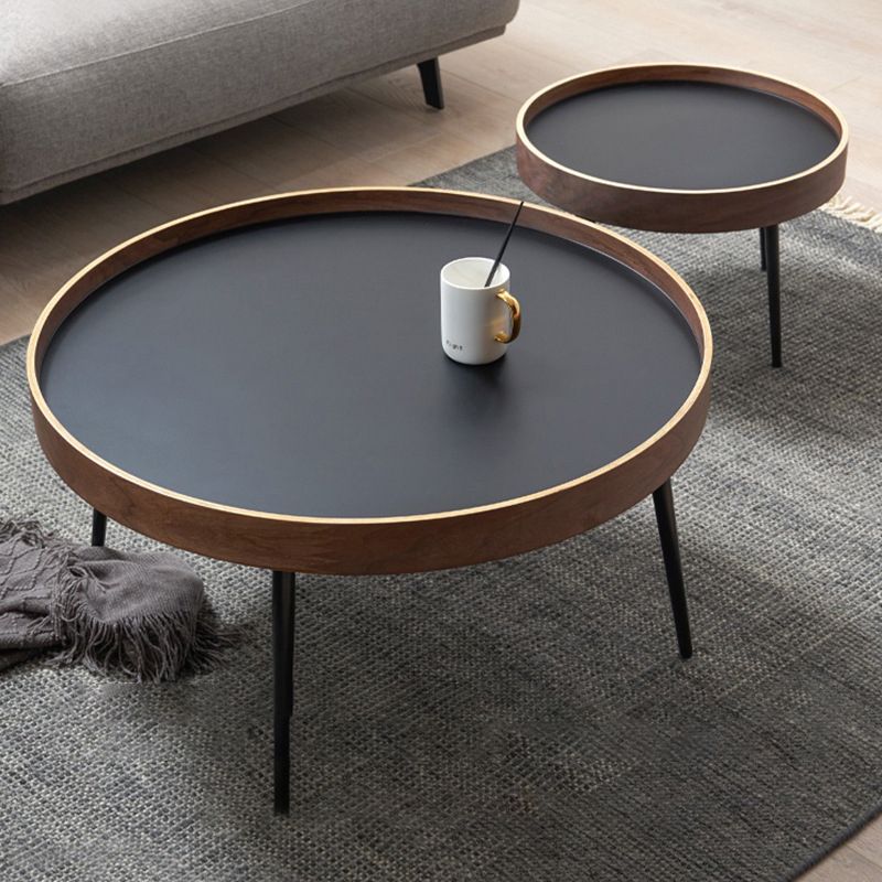 Metal and Wood Coffee Table Tray Top Cocktail Table with 4 Legs
