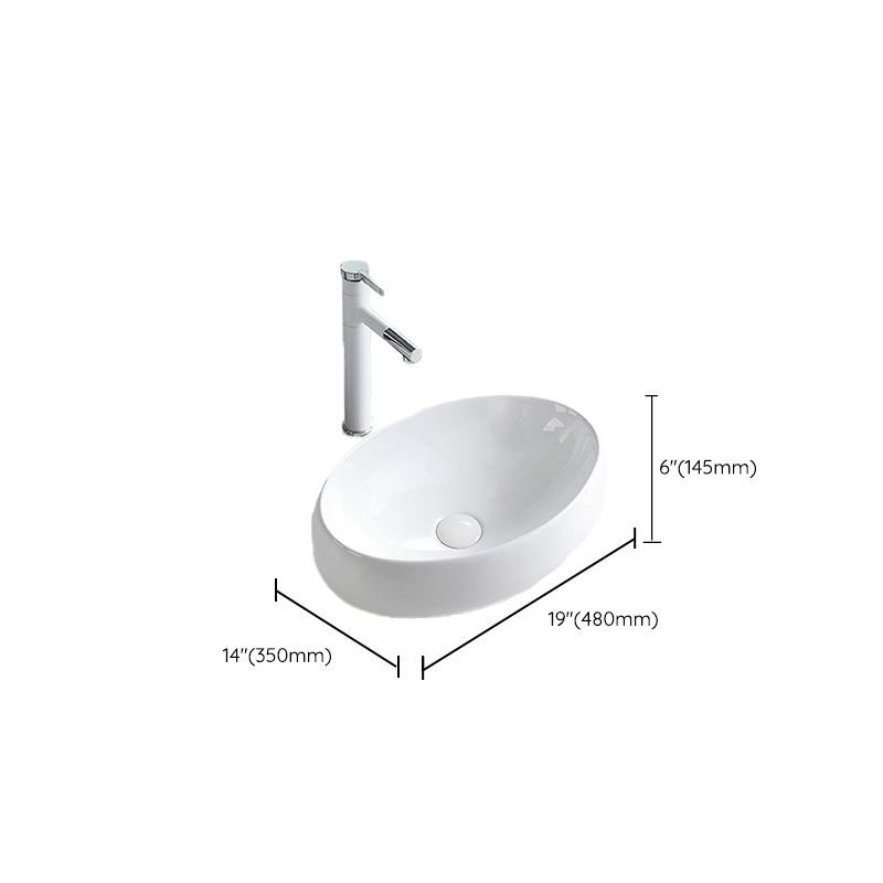 Contemporary Trough Sink Porcelain Trough Bathroom Sink with Faucet Included