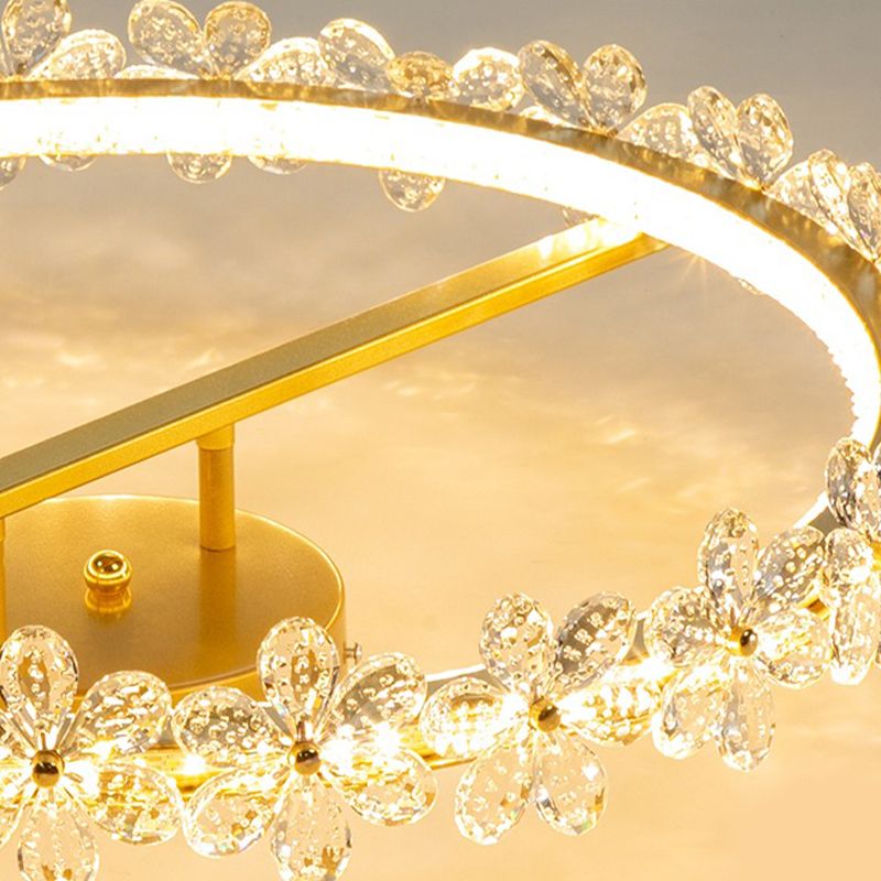 LED Modern Crystal Flush Mount Circle Shape Ceiling Light with Acrylic Shade for Passage