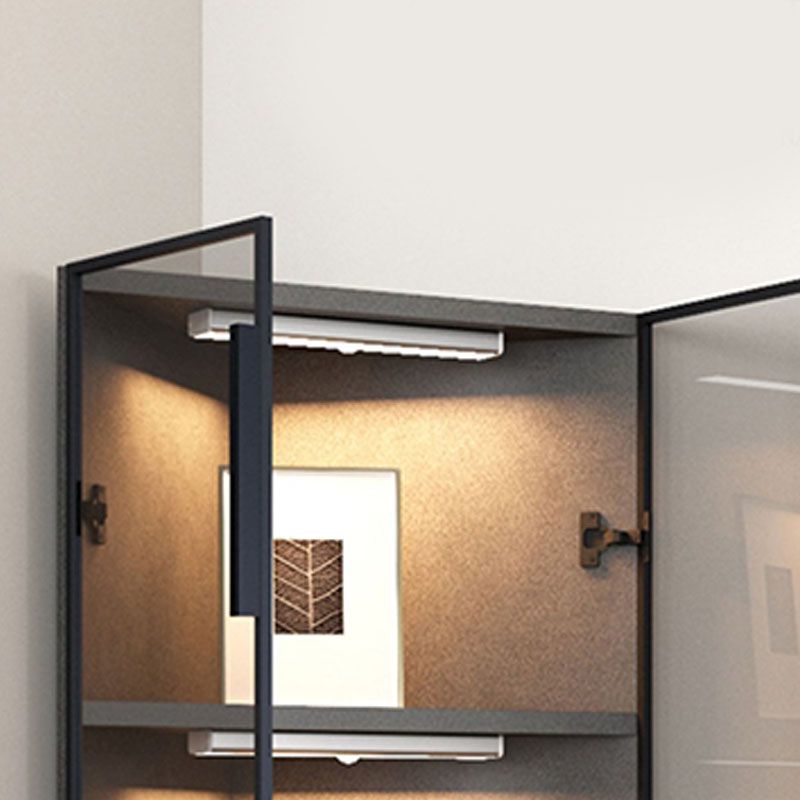 Corner Glass Paned Wood No Distressing Contemporary Accent Cabinet