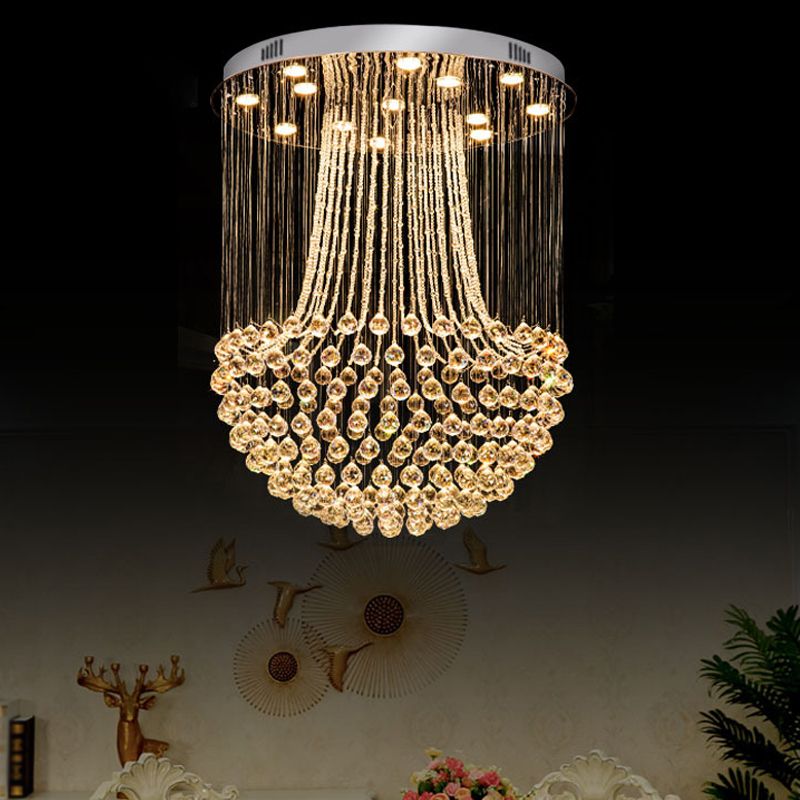 Crystal Mushroom Flush Mount Contemporary 13 Lights Flushmount Ceiling Lamp in Edelstahl