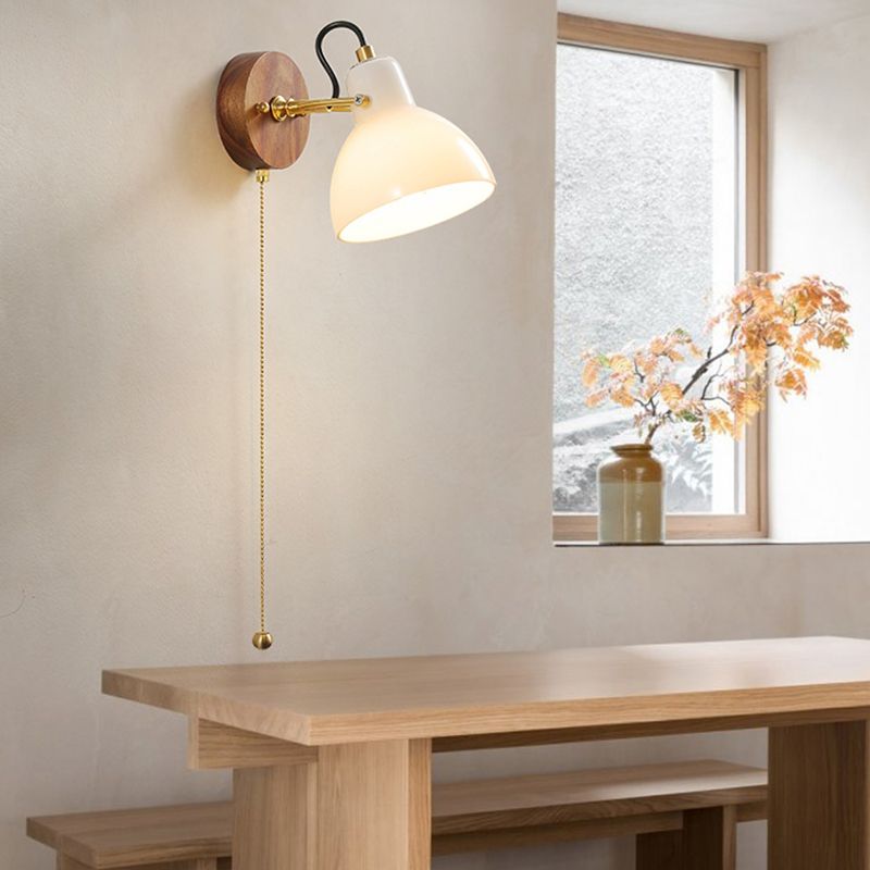 1-Light Simple Wall Lamp Modern Wall Mount Lamp with Glass Shade for Bedroom