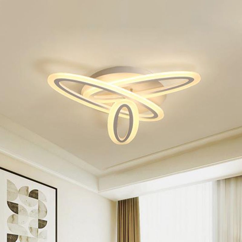 Oval Semi Flush Light Simple Acrylic 31.5"/47" Wide 3/5 Bulbs White Ceiling Mounted Fixture in Warm/White Light