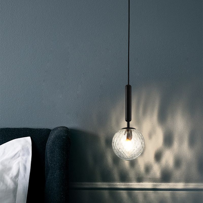 1 Light Spherical Hanging Pendant Modern Style Glass Hanging Lighting for Bedroom