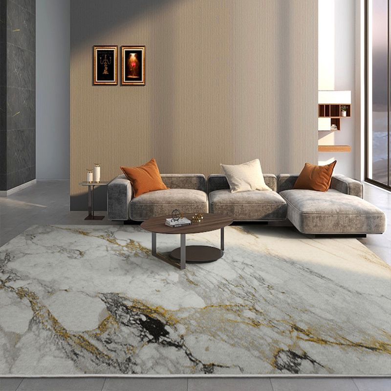 Modern Living Room Rug Multi Color Abstract Printed Area Carpet Cotton Blend Easy Care Stain-Resistant Rug