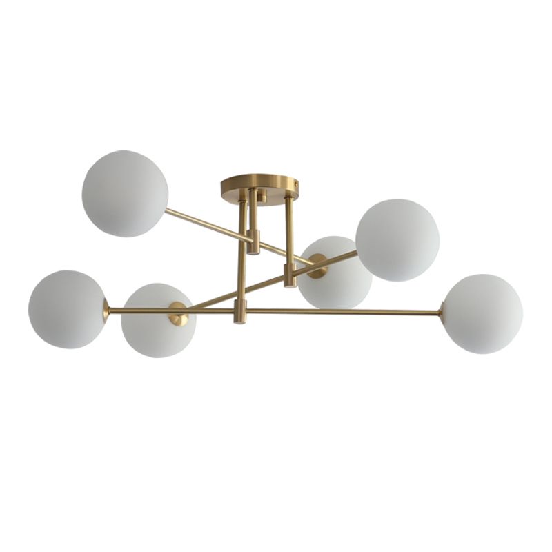 Globe en verre Semi-encastré, plafonnier doré de Style simple pour le salon