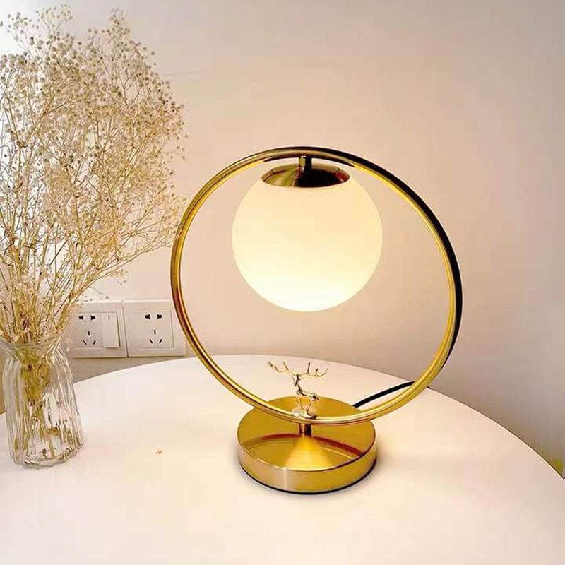 Lampade da tavolo notturno moderna Sfera vetro 1 lampada da comodino leggero in oro per camera da letto