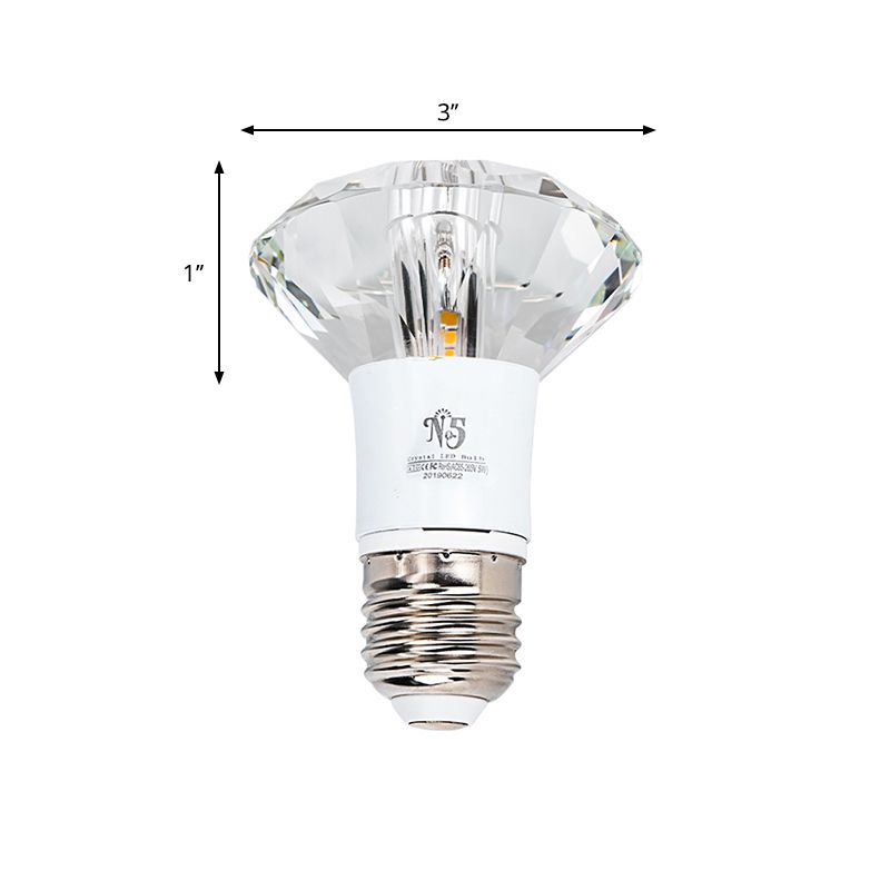 Minimalistische LED-Einbauleuchte Diamond in Deckennähe mit klarem Kristallschirm