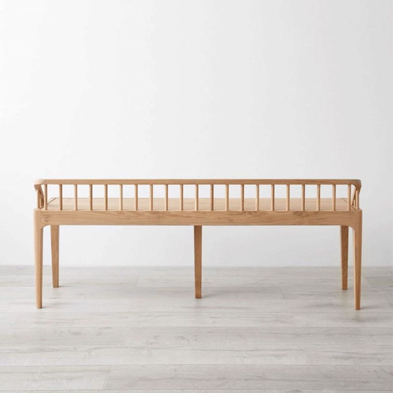 Modern Backrest Seating Bench Solid Wood Rectangle Bench for Entryway