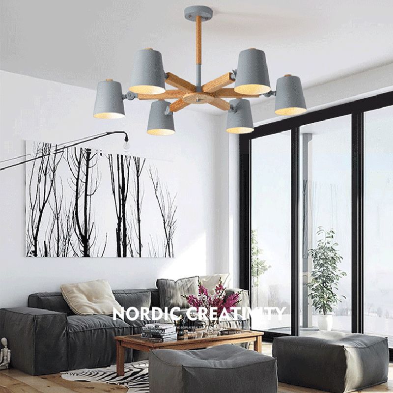 Bell Shape Pendant Chandeliers Modern Wood Hanging Pendant Lights