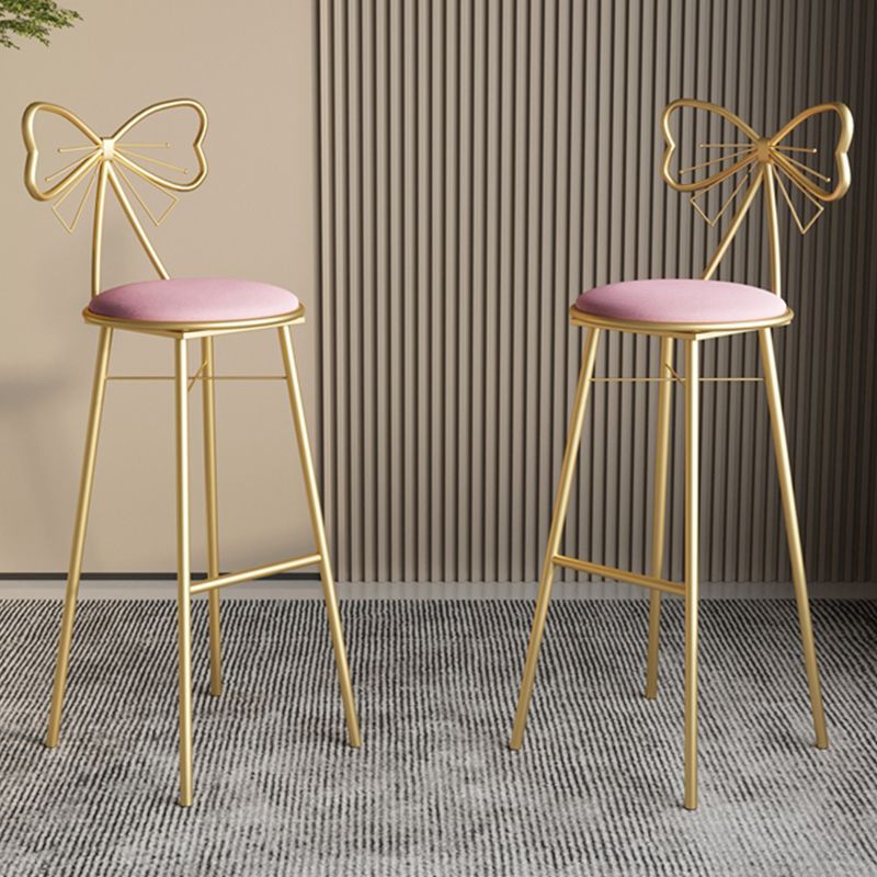 Glam Armless Backrest Counter Stool Iron Cashier Bar Stool with Cushion and Pedal