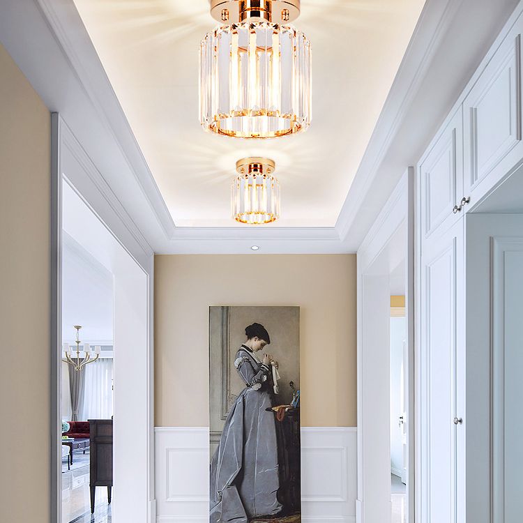 Crystal Geometric Ceiling Mounted Fixture Contemporary Close To Ceiling Lighting Fixture