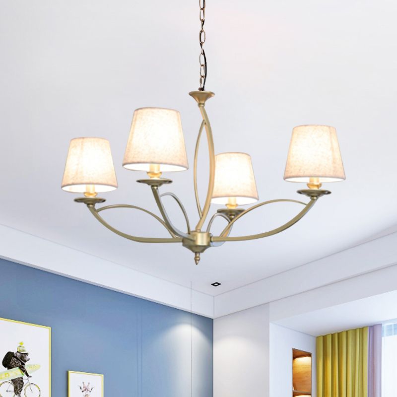 Swooping arm Metallic Kroonluchter verlichting Traditionele stijl 4/6/8 Hoofdkoppen Gekastkamer Suspensie Lamp in Wit/Green