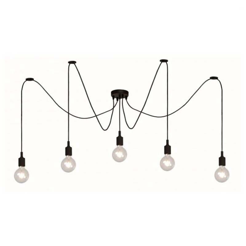 Zwart industrieel hanglamp, industriële metalen hanglamp met een lang touw