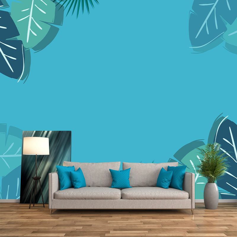 Tropical Leaves Plants Mural Modern Stain Resistant Wall Art for Living Room
