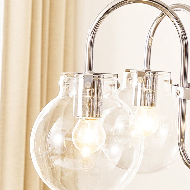 Modern Silver Ceiling Hung Fixture Global Clear Glass Down Lighting Pendant