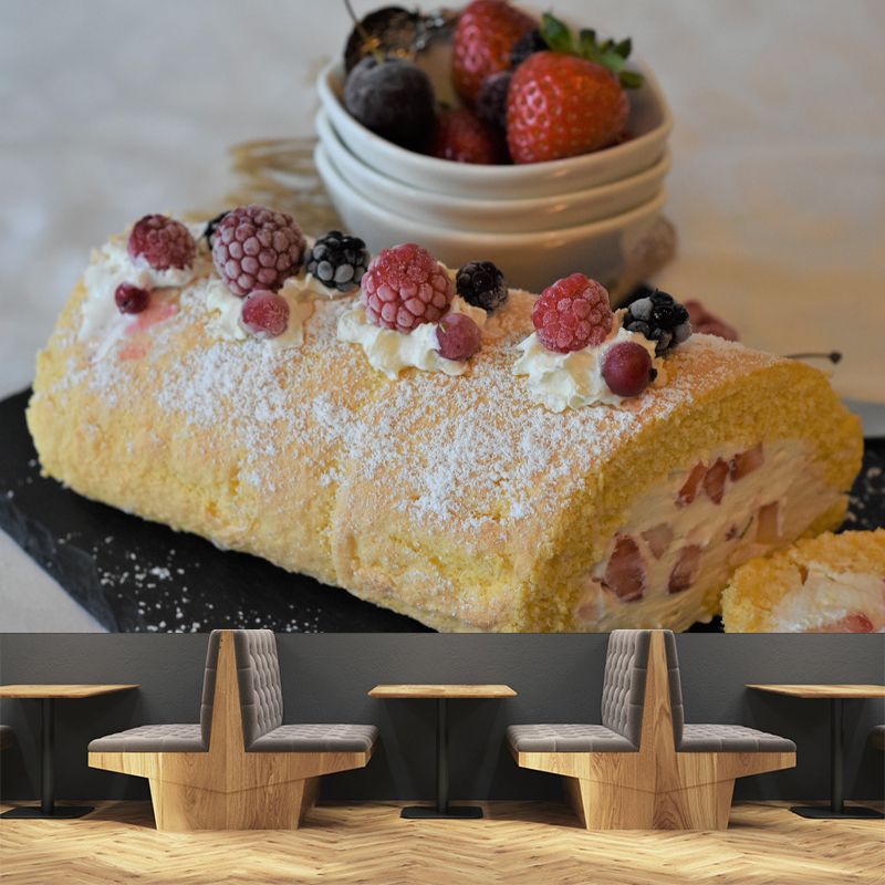 Sweet Cake Mural Personalized Minimalism Wall Art for Bakery, Custom Size Available